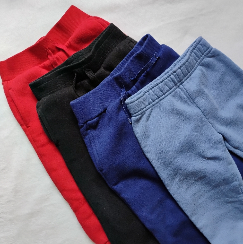 Lot Of 4 Baby Sweat Pants | Solid Color Red Black Navy Blue | Size 18M